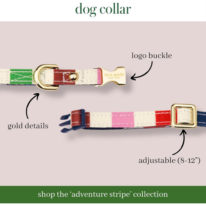 Оригінальний нашийник для собак Kate Spade Adventure Stripe, регульований, з золотистою металевою пряжкою, для маленьких собак, унісекс