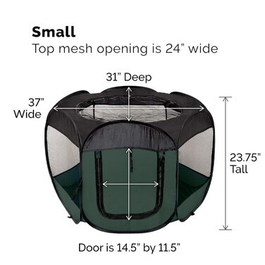 Furhaven Переносне вольєр для собак та котів, складаний майданчик/загорожа для дому та вулиці з блискавкою, зелений та рожевий, XL зелений/рожевий (Hunter Green, Small)