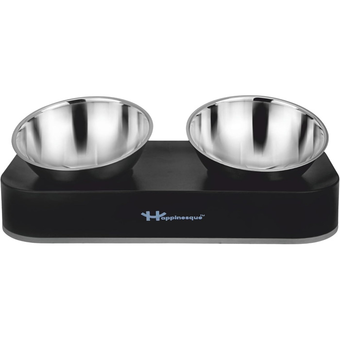 Набори годівниць для котів та собак з нержавіючої сталі Happinesque – підняті миски, антиковзаюча база, 2 шт. по 800 мл