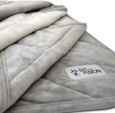 PetFusion Premium Plus велика двостороння собача ковдра 135x107 см, сіра мікроплюш, 100% м'який поліестер
