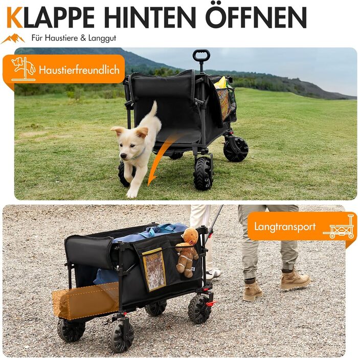 Портал складаний візок для покупок з дахом 350л, 122кг, чорний