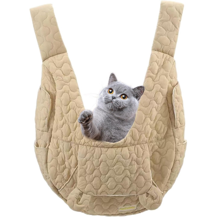 Рюкзак-переноска для собак та котів Ahuuen - дихаючий, м'який, для маленьких собак, кошенят, подорожей, кемпінгу, прогулянок, їзди на велосипеді, Khaki