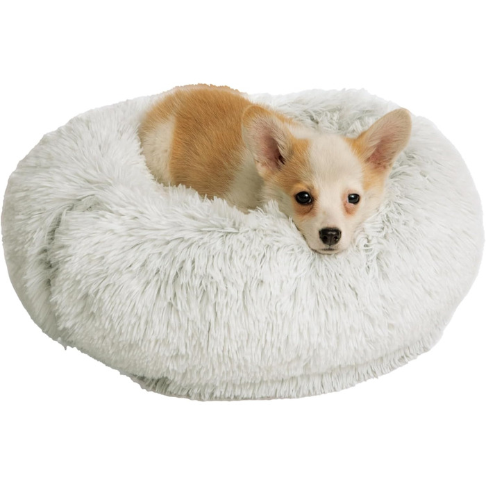 Крісло-лежанка для собак Donut, м'яке, знімний чохол, діаметр 95 см, сірий перламутровий