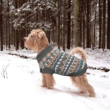 Пуловер для собак Х'юмараян - Бохо стиль, теплий пуловер для маленьких собак, святковий, з отвором для шлейки, сірий (XL)
