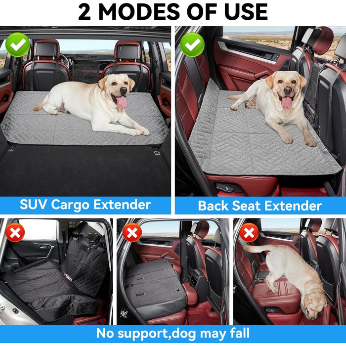 Подовжувач для заднього сидіння автомобіля для собак, вантажний ковпак для позашляховиків, жорстка основа, чохол для сидіння автомобіля для собак, гамак для собак в автомобіль, ліжко для собак для позашляховиків/автомобілів (сірий)