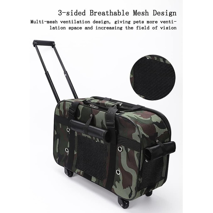 Транспортна сумка для тварин на колесах RRXEOUU - для собак та котів, дихаюча, портативна