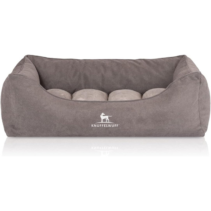Ортопедичне собаче ліжко Knuffelwuff Baltimore 120x80 см сірого кольору - з двостороннім килимком-книжкою, знімний та пральний чохол, для собак великих, середніх та малих порід