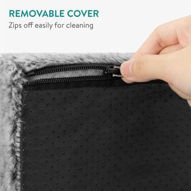 Navaris Тепла ковдра для котів та собак - 60x45x4 см. М'яка, знімний чохол, білий/сірий