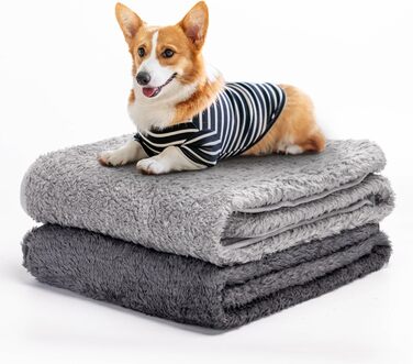 Плед для собак та котів Nobleza: м'який флісовий плед 100x80 см (темно-сірий та світло-сірий)