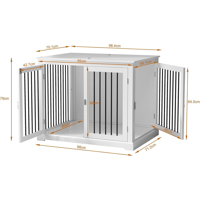 Клітка для собак HOLTICO, чорна (L) з подушкою, для дому, клітка-меблі, закривається