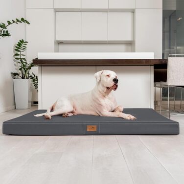 Ортопедичний лежак для собак Tierlando® Oscar Easy CLEAN з екошкіри та віскоеластичної піни, 100x80 см, колір: графіт