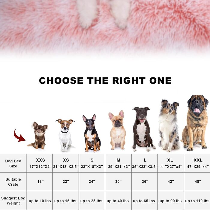 Водонепроникне собаче ліжко Bedfolks знімним, пральним чохлом, м'яким штучним хутром для великих собак, 88,9 x 58,4 см, темно-сірий (X-Large, рожевий)
