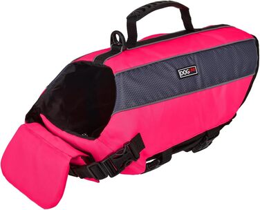 Рятувальний жилет для собак Dogline, для плавання та катання на човні, яскравих кольорів з світловідбиваючими смугами, сітчаста нижня частина для стікання води та сушіння, ручка для перенесення, обхват 66-86 см, неоново-рожевий