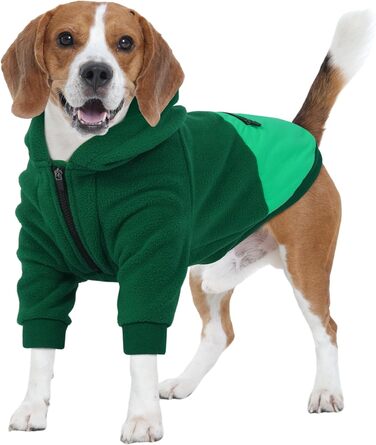 Світшот з капюшоном для великих собак Nanaki, тепла флісова куртка з кишенею для хлопчиків та дівчаток, підходить для Бульдога, теплий зимовий одяг для собак (Сірий, X-Large Зелений)