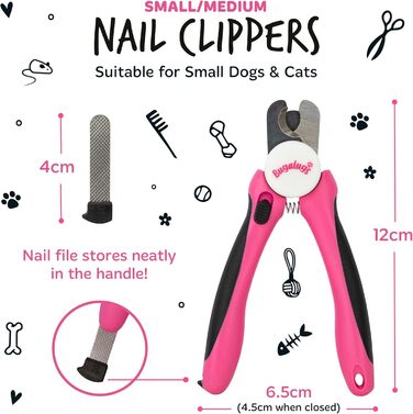 Триммер для собак та котів Bugalugs – безпечний набір для підстригання кігтів з пилочкою, S-M