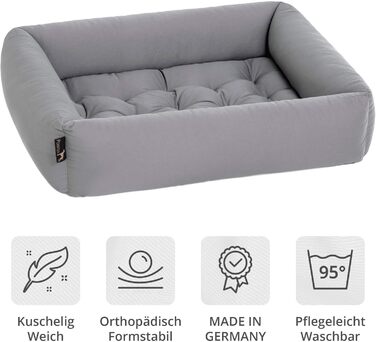 Ортопедичне ліжко для собак маленьких порід Pointer - 70x60 см, світло-сірий колір, знімний матрац, миється до 95°C, стійке до подряпин та укусів, Made in Germany