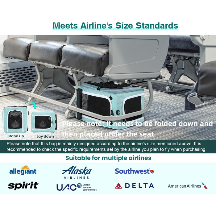 Транспортна переноска для котів Pecute, розширювана, для 2 котів, велика переноска для собак та цуценят, складана переноска-сумка для котів, аква-зелений колір