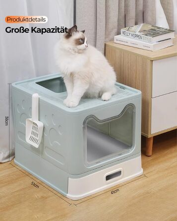 LEEJARD закрита котяча туалетна коробка XXL з кришкою, розсувний лоток із нержавіючої сталі, совок, для великих котів до 15 кг, легке чищення