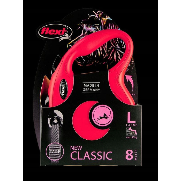 Автоматична рулетка для собак та котів Flexi New Classic L (до 50 кг), стрічка 8 м