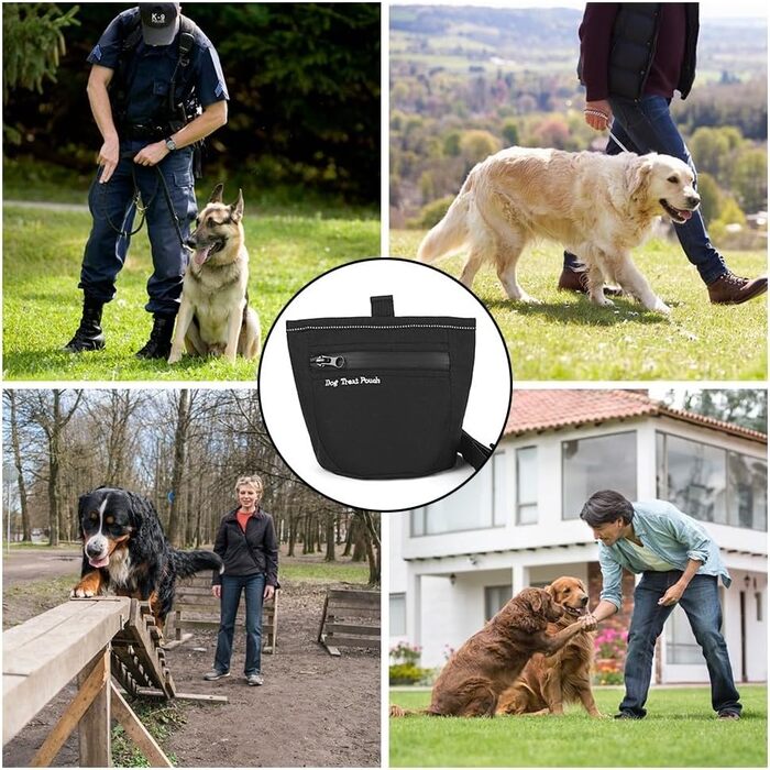 Сумка для ласощів для собак DONGKER з магнітним закриттям, поясна сумка для ласощів для тренувань та виховання цуценят, швидке винагородження, чорна