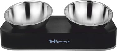 Набори годівниць для котів та собак з нержавіючої сталі Happinesque – підняті миски, антиковзаюча база, 2 шт. по 800 мл
