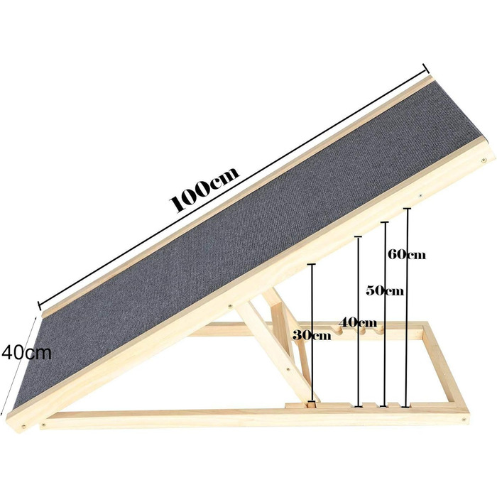 Рампа для собак DayPlus – для авто, ліжка, дивана. Дерев'яна, складана, до 150 кг (70x35см)