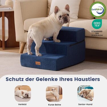 Сходи для собак Gardner Pet 2-в-1, 3 сходинки, регульована висота 23/36 см, синій колір
