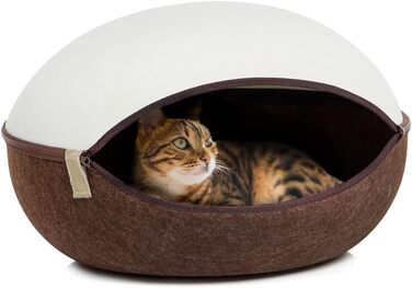 Котяча лежанка CanadianCat Company з фетру, кремово-коричнева, стильне фетрове гніздо для котів, 52x45x33 см