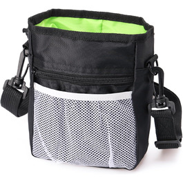 Універсальна сумка для ласощів для собак, знімна, велика місткість, сумка для тренувань, з ремінним кріпленням та регульованим плечовим ременем, 3 способи носіння (чорний)