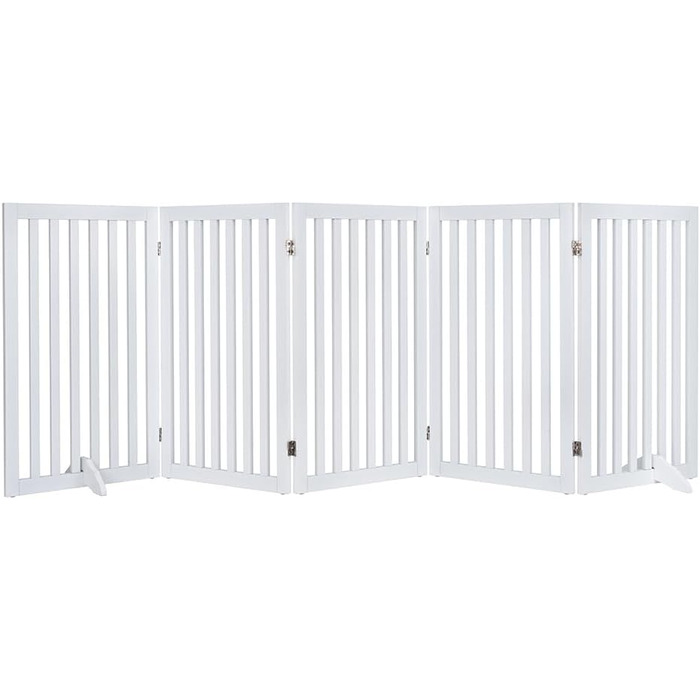 Захисне бар'єр для собак Unipaws: дерев'яне, без свердління, розкладне, для дому, 61 см, білий (5 елементів, 254 x 91 см)