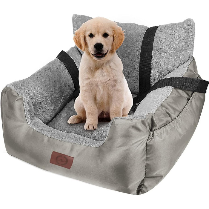 Автокрісло для собак та котів Fareyy, підставка для тварин, переноска для подорожей, з сумкою та страхувальним ременем, водовідштовхувальне, тепле, плюшеве, срігау