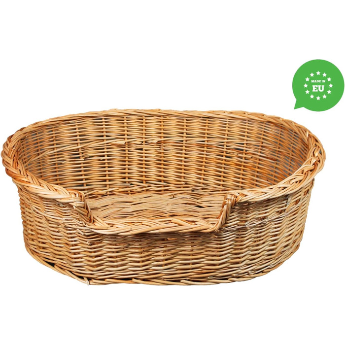 Плетене ліжко для собак та котів з ротангу, 43x28x10/14 см, розмір 75x54x21 см (без подушки)