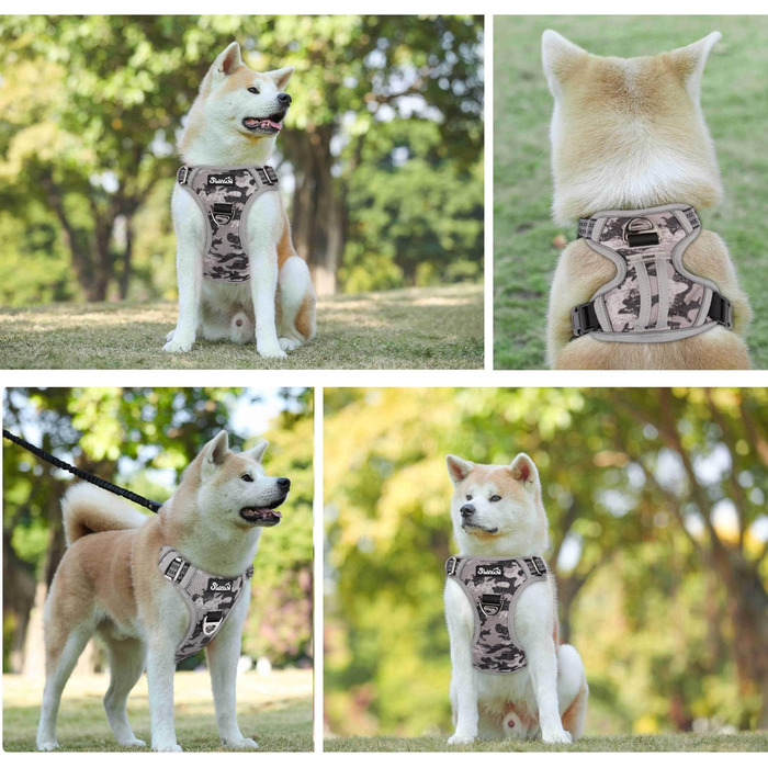 Шлейка для собак Eyein для великих собак, анти-тягу, з 2 карабінами та зручною ручкою, регульована та світловідбиваюча, з м'якою підкладкою, для щоденних тренувань (Tarngrau, XL), XL (55-83см, 50-94см) Tarngrau