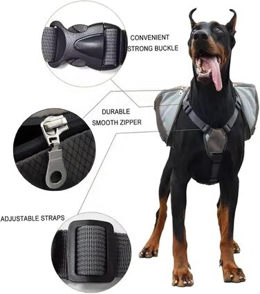 Рюкзак для собак Nankoyal з бічними кишенями, регульоване оснащення, для кемпінгу, подорожей, міста та авто