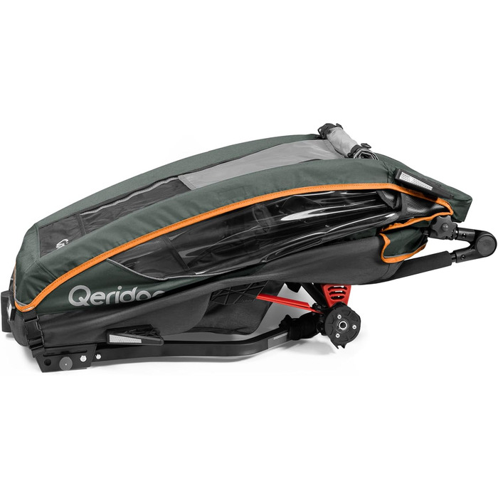 Qeridoo Lynix 1 Forest Green - Причіп для велосипеда, дитячий, на 1 місце, з підвіскою та ременями безпеки | Дитяча коляска-візок, прогулянка, Walker & Bike