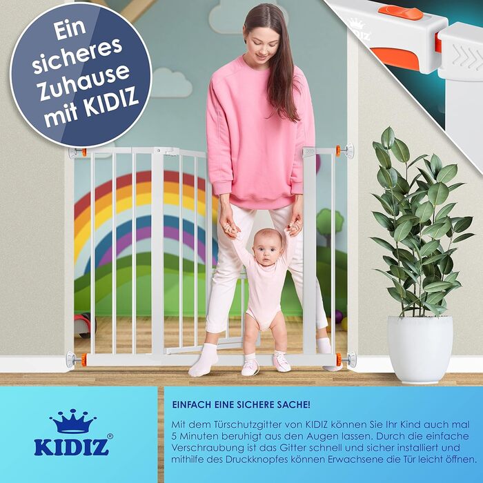 Захист для воріт KIDIZ®: сітка для дітей, тварин, без свердління, розширювана, для воріт та сходів, помаранчевий (88-101 см)