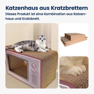 Кігтеточка-будиночок для котів Heikoeco® 2-в-1, форма телевізора, з ігровою поверхнею, з якісного картону, захист від подряпин