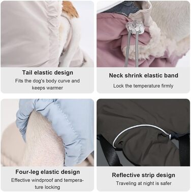 Зимовий теплий куртки для собак з коміром-гетром, світловідбиваючий, для малих та середніх собак, блакитний, XL