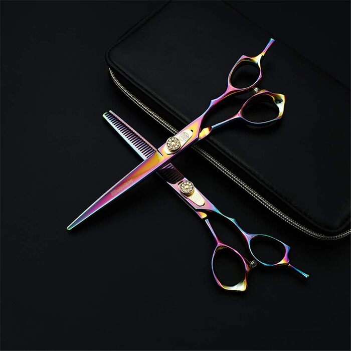 Набір ножиць для грумінгу домашніх тварин 7.0 дюймів, професійні ножиці з нержавіючої сталі для собак, ножиці для розрідження шерсті, легкі та гострі, для грумін-салонів