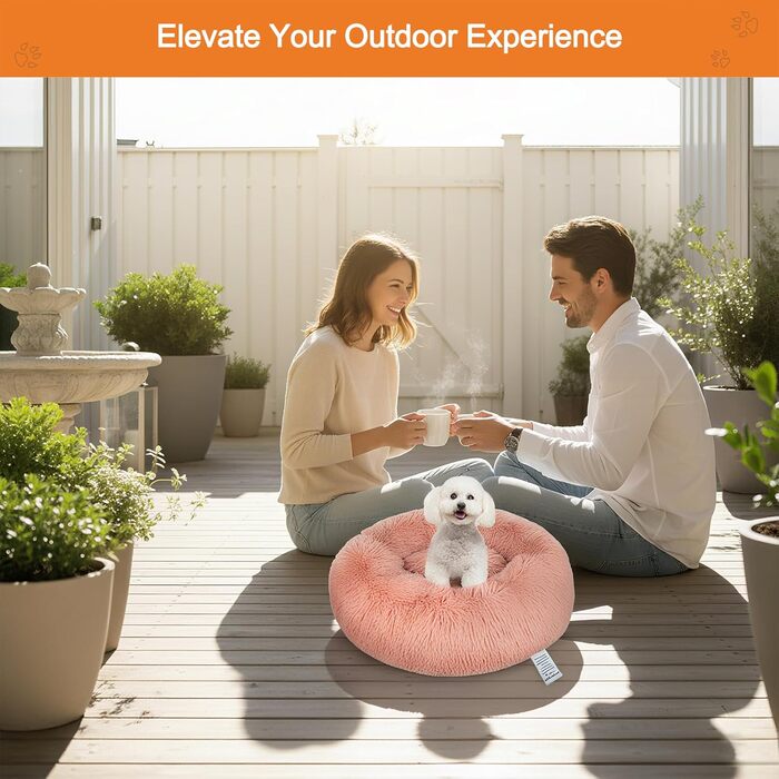 Кругле лежанка для собак середнього розміру, рожева, з ортопедичною подушкою, 70 см, для дітей, антистресова, миється
