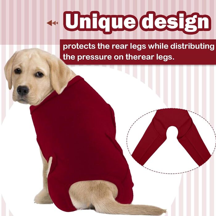 Комбінезон для собак після операції на ногах – захист від витікання, запобігання інфекцій, розмір XL, бордовий