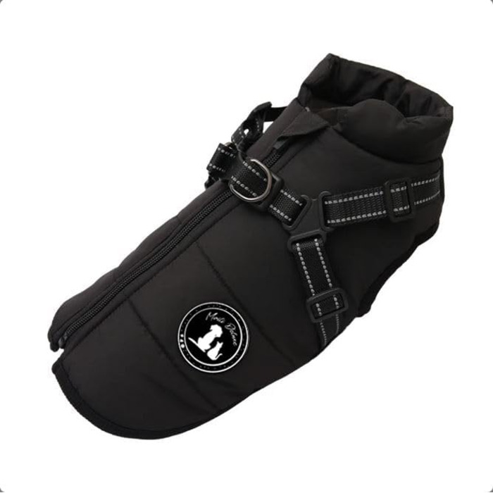 Зимовий жилет для собак - тепла куртка для собак з гнучким поясом, чорний (L)