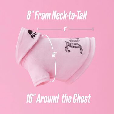 Худі Juicy Couture Bling Velours для домашніх тварин – Рожевий – Розмір XS/S (0,9–3,2 кг) – для маленьких собак та котів