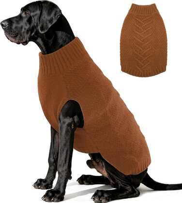 Теплий пуловер для собак великих порід (Лабрадор) з бавовни, карамельного кольору, 4XL XXXXL