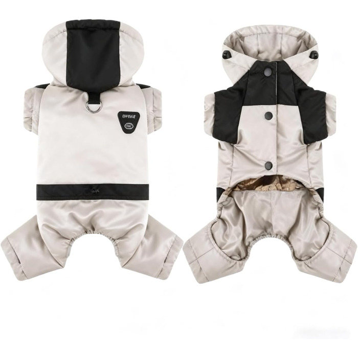 Зимовий теплий одяг для собак: бавовняна куртка з кільцем D, водонепроникний, для прогулянок та ігор (Roa), бежевий, 2XL