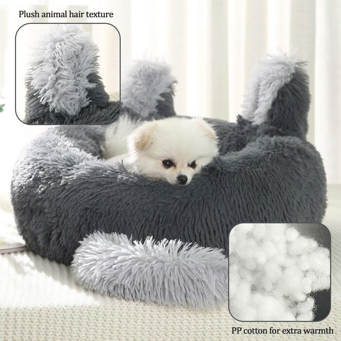 М'яке ліжко для собак та котів з плюшу, 60 см, рожеве. Ліжко для великих собак, кошенят та цуценят. Легко миється.