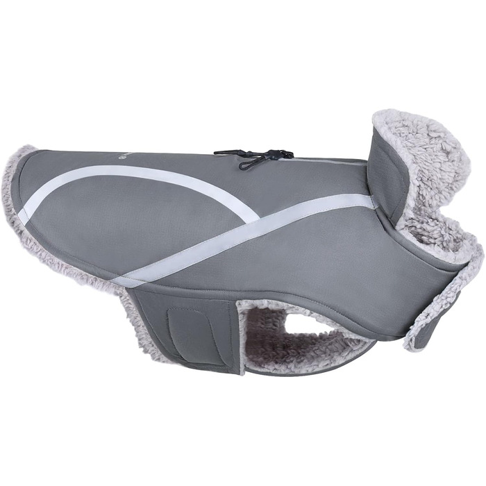 Теплий зимовий одяг для собак VIVAGLORY Frostfit: софтшелл з підкладкою з флісу, захист від снігу та холоду, світловідбиваючі елементи, сірий, XS (37-44см)