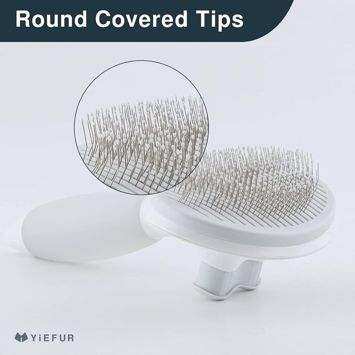 Щітка для котів з силікону, самоочисна, для короткої та довгої шерсті, біла