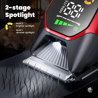 Електрична машинка для стрижки собак з густою шерстю, 2 швидкості, LED, акумуляторна, для собак та котів, з блокуванням, Стандартний набір