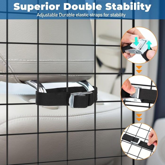 Бар'єр для собак OUSHENG в SUV: регульована перегородка для автомобіля, сітка, чорний колір